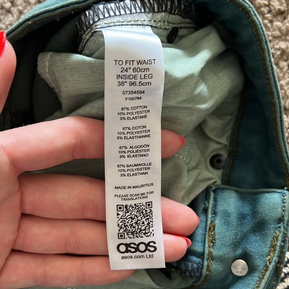 ASOS DESIGN tall Ridley high waisted skinny jeans in green tone - Picture 9 of 9